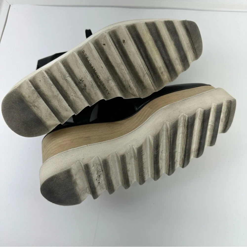 Stella McCartney Black Faux Leather Elyse Cutout Sneakers Size 34